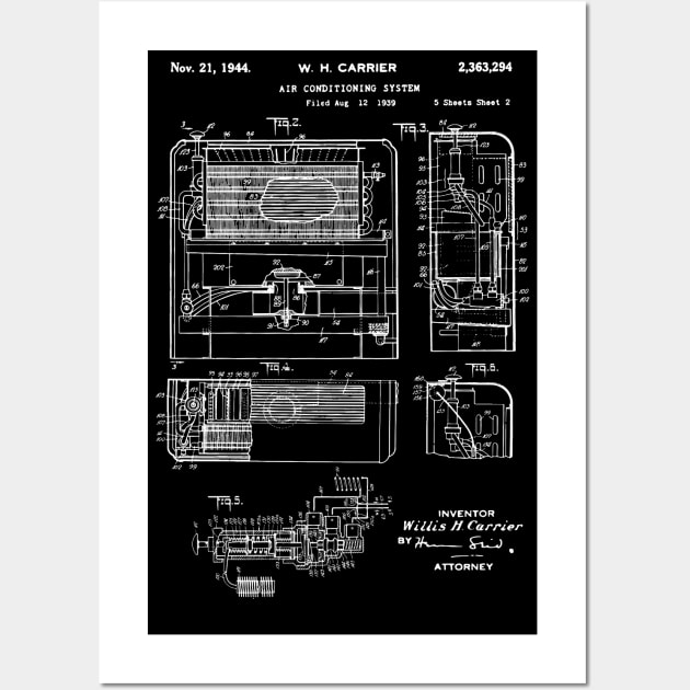 Air Conditioner Patent 1939 AC technician gift Wall Art by Anodyle